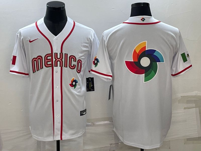 Men 2023 World Cub Mexico Blank White Nike MLB Jersey->more jerseys->MLB Jersey